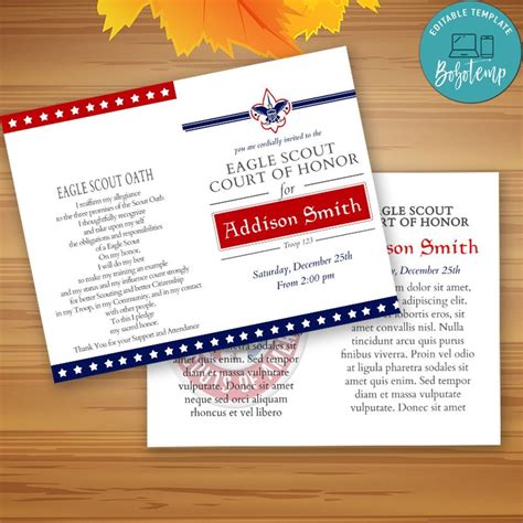 Eagle Scout Court Of Honor Program Template Free