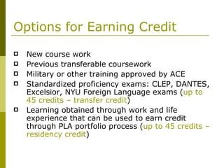 Earning Credits through Coursework