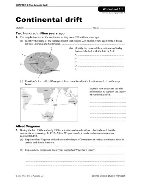 Earth Science Activity Continental Drift Answer Sheet Reader