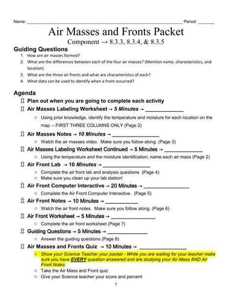 Earth Science Air Masses And Fronts Answers Doc