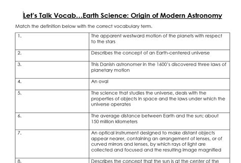 Earth Science Answer Origin Of Modern Astronomy Kindle Editon