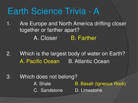 Earth Science Trivia With Answer Epub