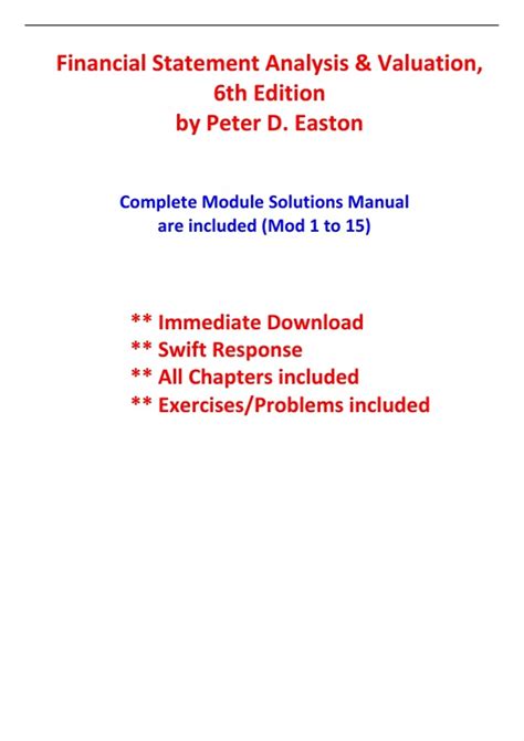 Easton Financial Statement Analysis Solutions Kindle Editon