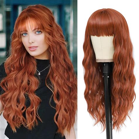 Easy Auburn Wavy Synthetic Long Wigs