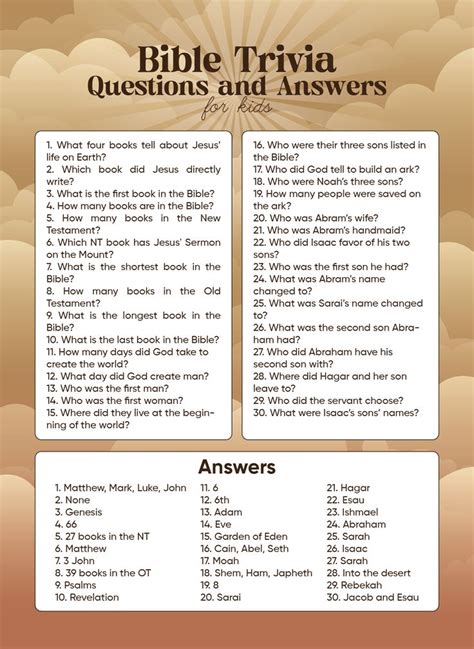 Easy Bible Trivia Questions And Answers For Kids Kindle Editon