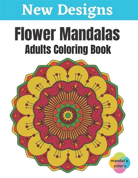 Easy Flower Mandalas White Background Adult Coloring Book