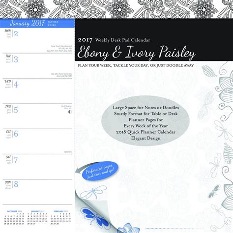 Ebony Ivory Paisley 2017 Weekly PDF