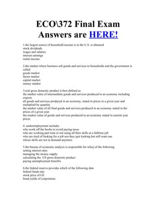 Eco 372 Final Exam Answers Reader