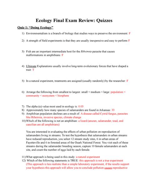 Ecology 3043 Exam Questions And Answers Final Doc