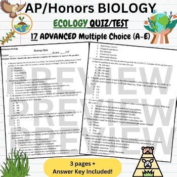 Ecology Test Answer Key Multiple Choice Doc