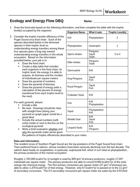 Ecology and energy flow dbq answers Ebook Reader