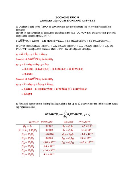 Econometrics Questions And Answers PDF