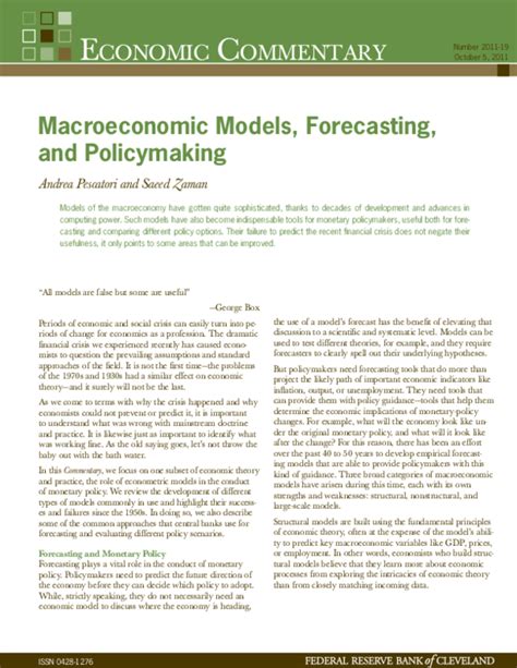 Economic Forecasting and Policymaking