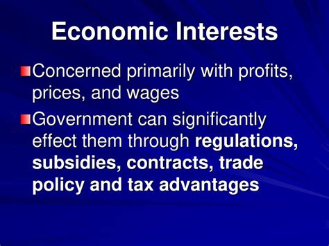 Economic Interests: