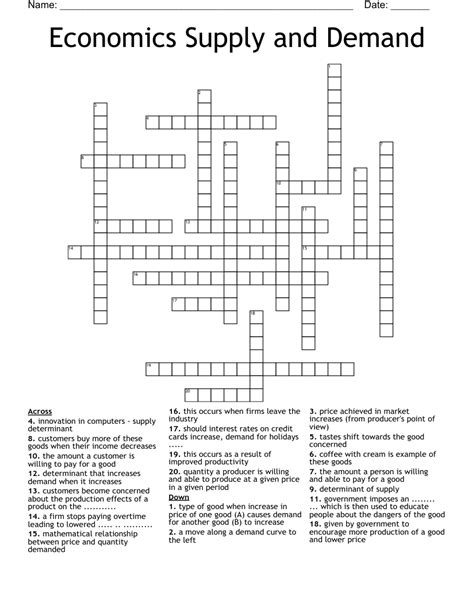 Economic Vocabulary Activity Chapter 5 Supply Crossword Puzzle Answers Epub