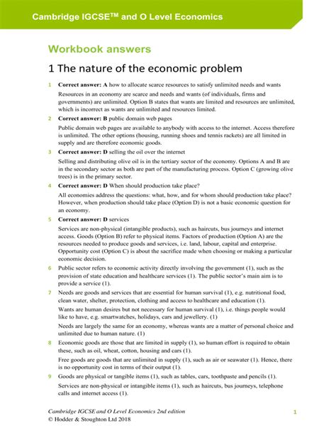 Economic Workbook Answers Kindle Editon