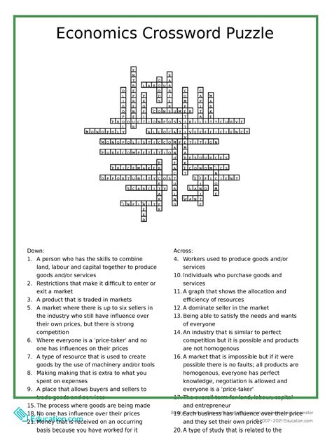 Economics Crossword Puzzle Answers Kindle Editon