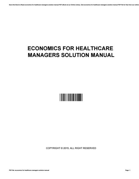 Economics For Healthcare Managers Solution Manual Doc