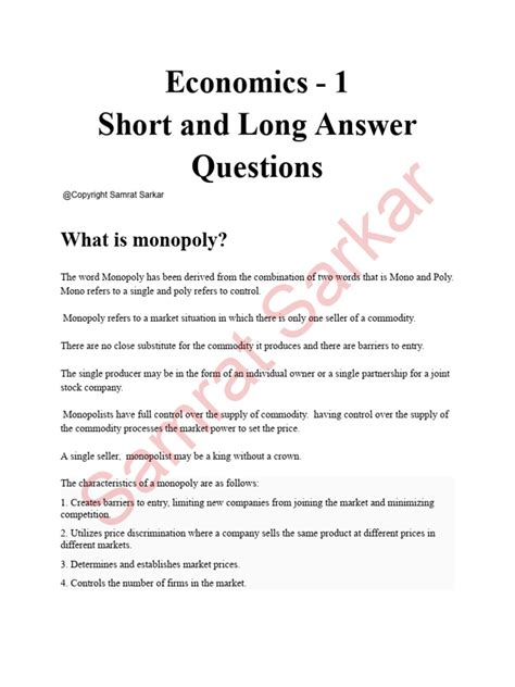 Economics Monopoly Questions And Answers Doc