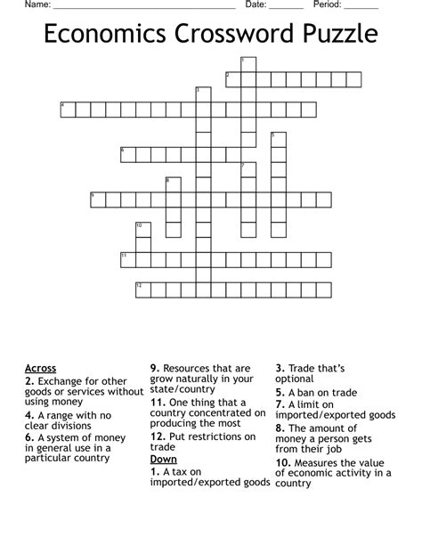 Economics Vocabulary Crossword Answers PDF