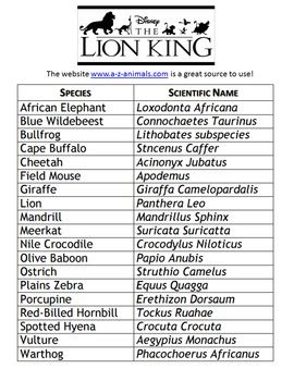 Ecosystem Hunt Lion King Answers PDF