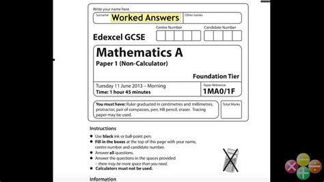 Edexcel Gcse Maths Past Papers Bland Answers Doc