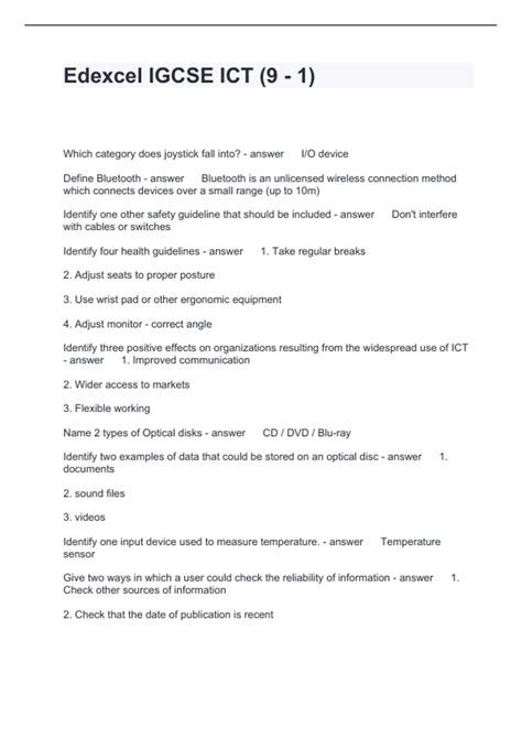 Edexcel Igcse Ict Answers Epub