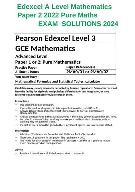 Edexcel Maths Exam Solutions Epub