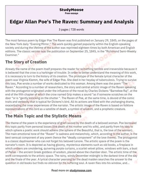 Edgar Allan Poe's The Raven: An In-Depth Analysis