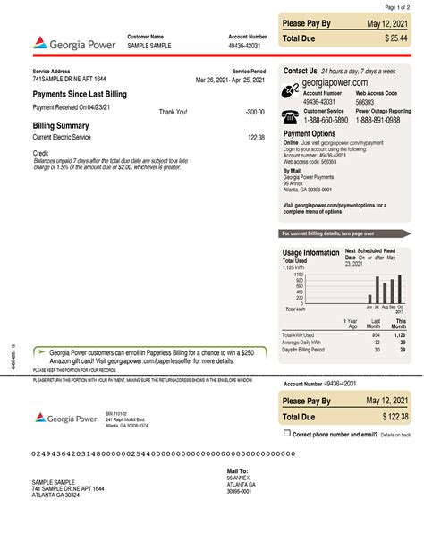 Editable Blank Georgia Power Bill Template