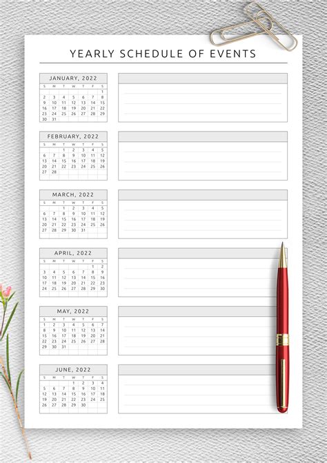 Editable Calendar Of Events Template