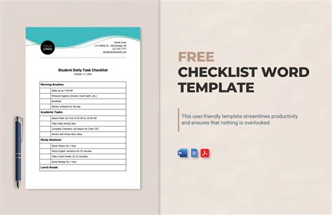 Editable Checklist Template Word