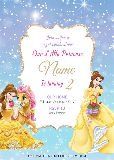 Editable Disney Princess Invitation Template