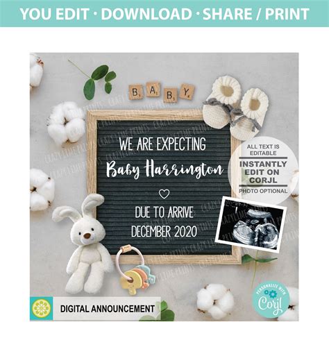 Editable Pregnancy Announcement Template