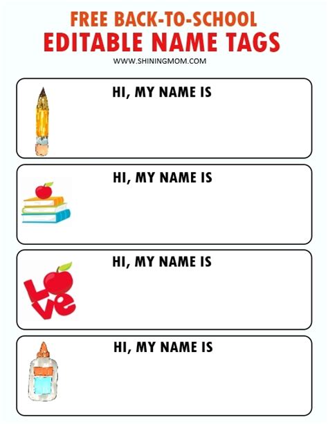 Editable Printable Name Tag Template
