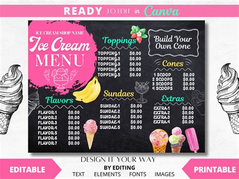 Editable Printable Small Tag Template Ice Cream