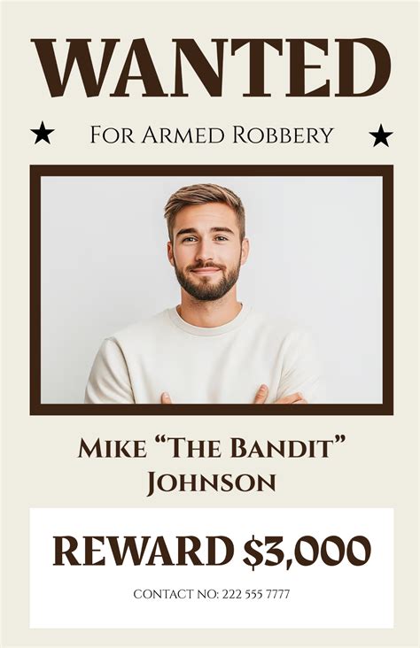 Editable Wanted Poster Template