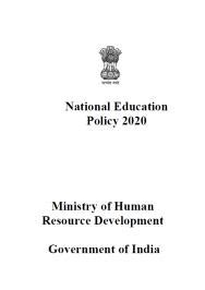 Education for All Human Resources Development in India National Policy & Planning for the Ed Doc