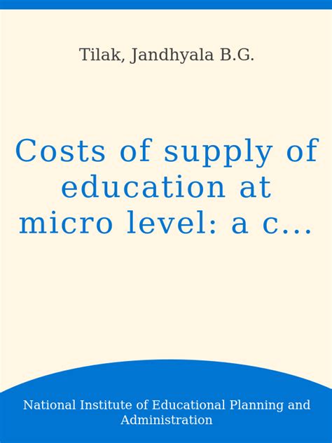 Educational Development at Micro Level Case Study of Two Villages in Kerela Reader