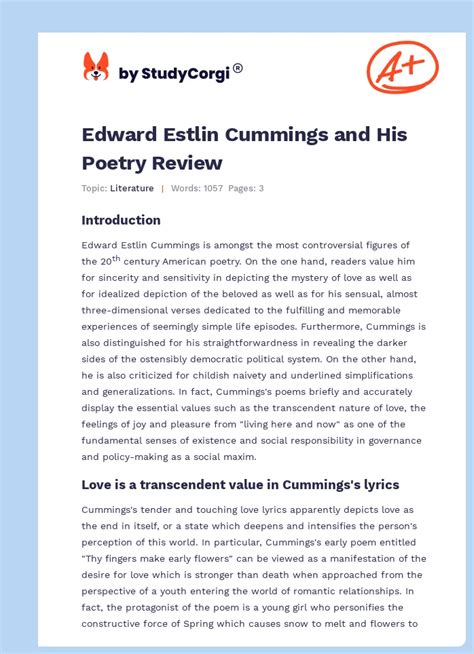 Edward Estlin Cummings Deviation in Poetry Doc