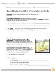 Effect Of Temperature On Gender Gizmo Answers Doc