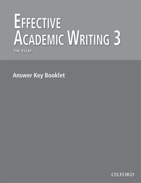 Effective Academic Writing 3 Answer Key Pdf Kindle Editon