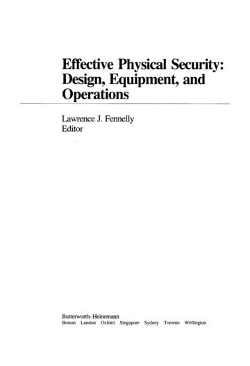 Effective Physical Security Design, Equipment, and Operations PDF