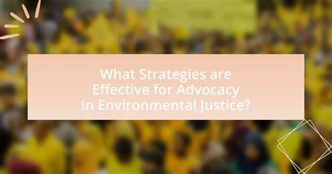 Effective Strategies for Environmental Advocacy: