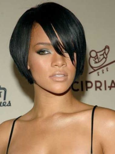 Effortlessly Chic: Slay in a Rihanna Sleek Short Lace Front Human Hair Wig with Bangs