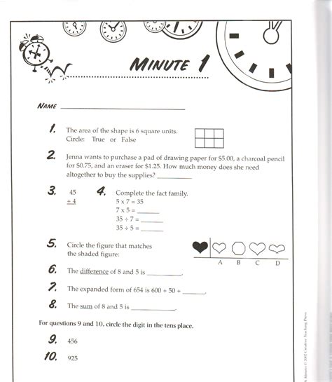 Eighth Grade Math Minutes Answers Doc