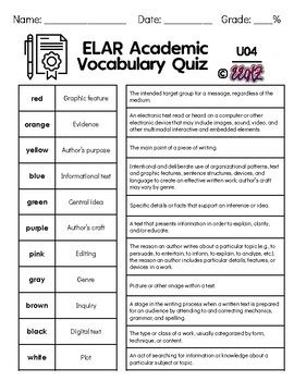 Elar English Iv Unit 04 Answer Key Kindle Editon