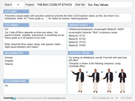 Elearning Storyboard Template