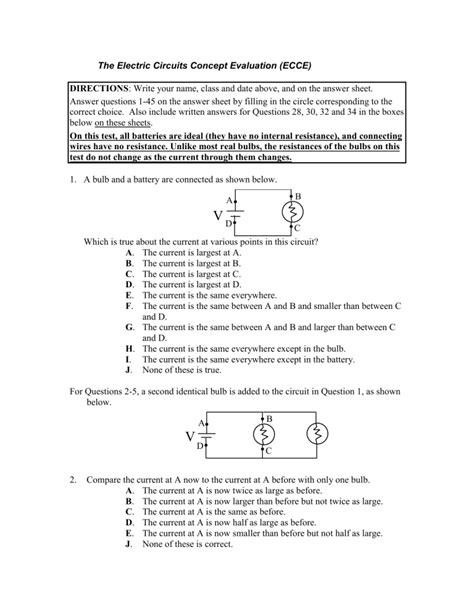 Electric Circuit Conceptual Evaluation Answers Epub