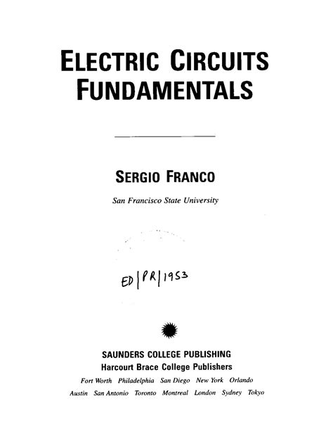 Electric Circuit Fundamentals Sergio Franco Solution Kindle Editon